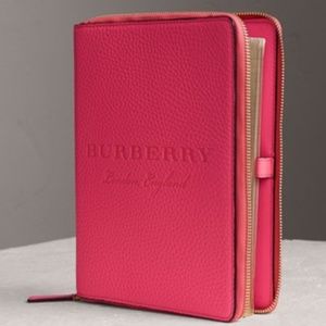 Brand New Burberry Pink Leather Zip Notebook Case